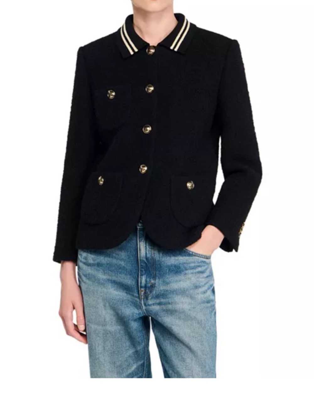 Sandro Tween Contrast Strip Jacket